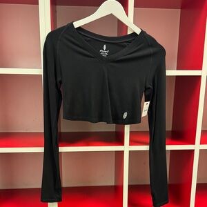 FP Movement x Pure Barre Black Cropped Long-Sleeve Top